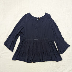 Free People Women's Size Medium 100% Rayon Drawstring Rear Cutout Peasant Top